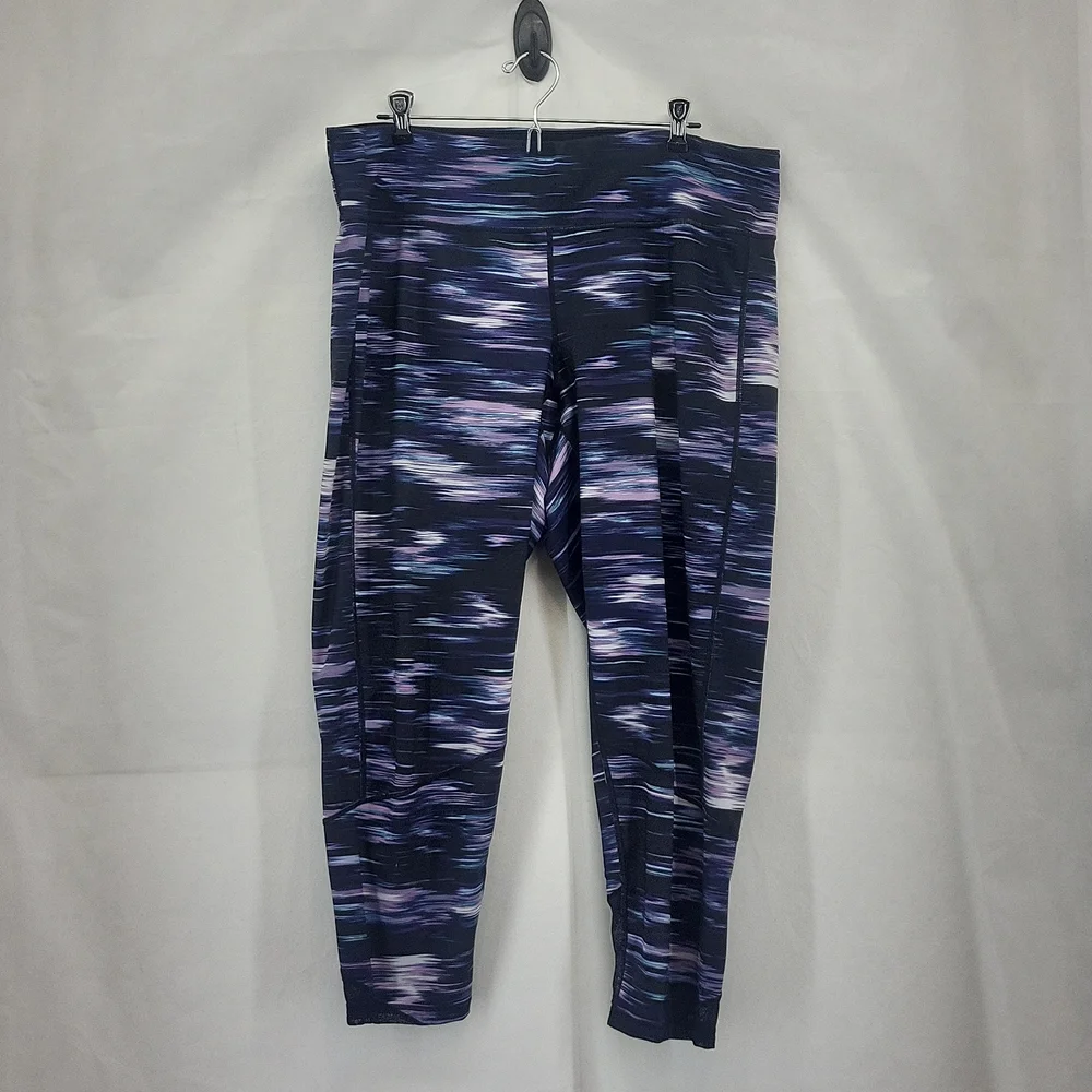 IDEOLOGY Purple Black Space Dye Cropped Leggings - Picture 1 of 14